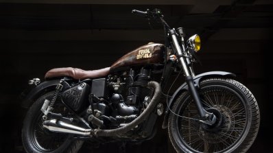 Royal Enfield Bullet Road Runner front three quarter right with exhaust
