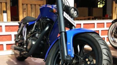 Royal Enfield Thunderbird Blue Evo by XLNC Customs front suspension