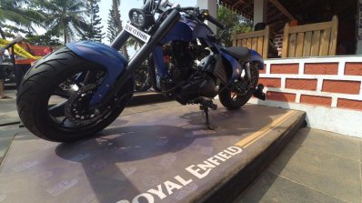Royal Enfield Thunderbird Blue Evo by XLNC Customs front three quarter