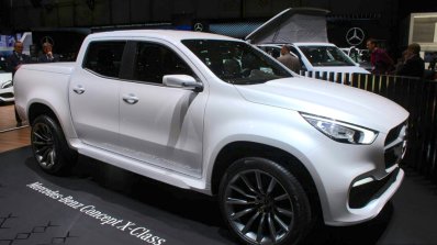 Mercedes Concept X Class pick up front three quarter right at the Geneva Motor Show Live
