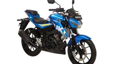 Suzuki GSX-S150 blue front three quarter