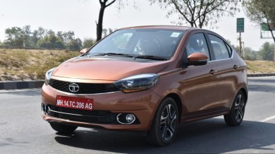 Tata Tigor petrol front three quarter dynamic First Drive Review