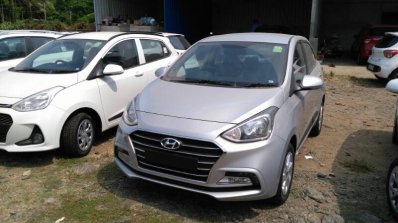2017 Hyundai Xcent SX (facelift) front quarter snapped at a stockyard