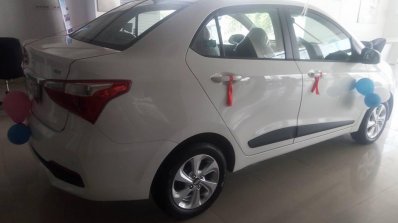 2017 Hyundai Xcent (facelift) rear three quarters unofficial image