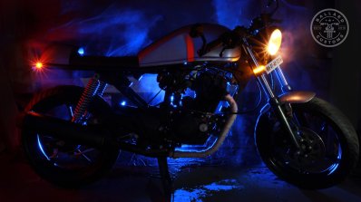 Hero Karizma cafe racer by Bullard Customs side view with lights