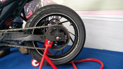 TVS Apache RTR 200 track experience at MMRT rear tyre right