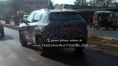 2017 Jeep Compass rear three quarters in motion spy shot India
