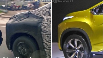 Production Mitsubishi XM front quarter panel spy shot