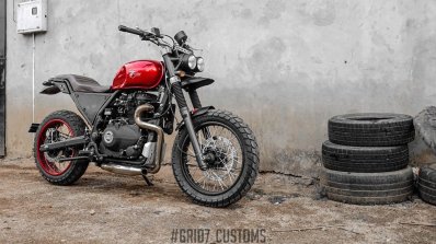 Royal Enfield Himalayan Scrambler by Grid7 Customs front three quarter