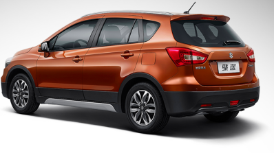 2017 (Maruti) Suzuki S-Cross rear three quarters studio image