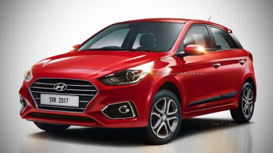 2018 Hyundai i20 (facelift) rendered in red colour