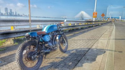 Hero Karizma cafe racer by Incendiary Motorcycles rear three quarter