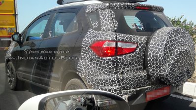 Panther Black 2017 Ford EcoSport rear three quarters spy shot