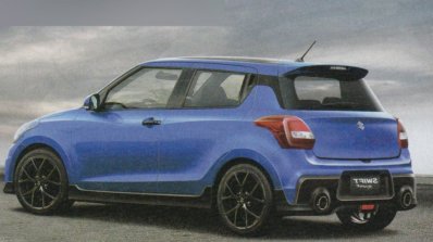 2017 Suzuki Swift Sport blue rear three quarters rendering