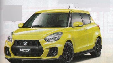 2017 Suzuki Swift Sport yellow front three quarters rendering