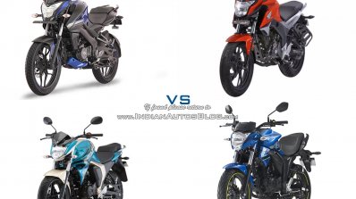 Bajaj Pulsar NS160 comparo front three quarter left