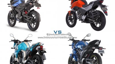 Bajaj Pulsar NS160 comparo rear three quarter left