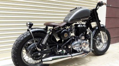 Custom built Royal Enfield Old School by Bulleteer Customs rear three quarter