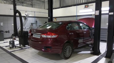 Maruti Ciaz rear three quarters at NEXA Service