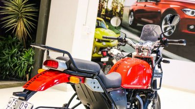 Royal Enfield Himalayan candy colours red rear three quarter