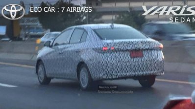 Thai-spec 2017 Toyota Yaris Sedan rear three quarters spy shot