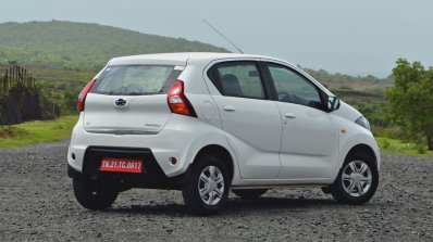Datsun redi-GO 1.0 Review white right rear three quarters