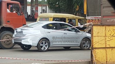 2017 Hyundai Verna spied on way to dealership rear three quarters