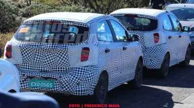 2018 Ford figo facelift spied in brazil rear three quarters