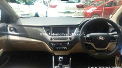 Hyundai Verna 2017 spied at dealer yard interior dashboard