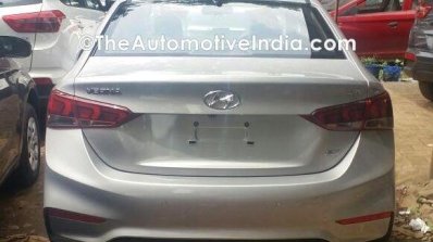 Hyundai Verna 2017 spied at dealer yard rear view