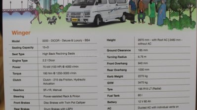 Tata Winger 15 seater specifications
