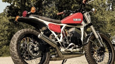 Yamaha RD350 scrambler by Motoexotica India rear right quarter