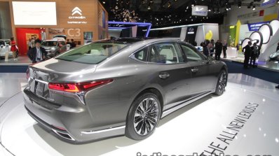 2018 Lexus LS rear three quarters right at IAA 2017