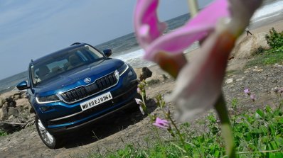 Skoda Kodiaq test drive review front angle shot