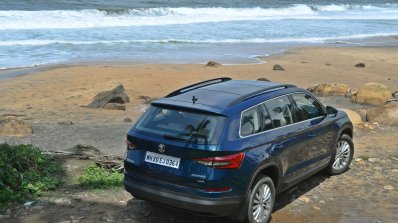 Skoda Kodiaq test drive review rear angle top