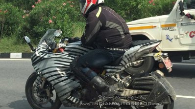 TVS Apache RR 310S spied with modified tyre hugger rear left quarter closeup