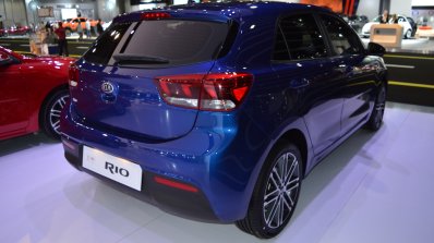 2017 Kia Rio rear three quarters right side at 2017 Dubai Motor Show