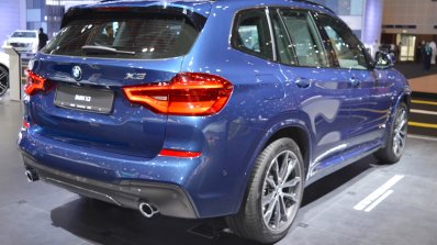 2018 BMW X3 rear three quarters right side at 2017 Dubai Motor Show
