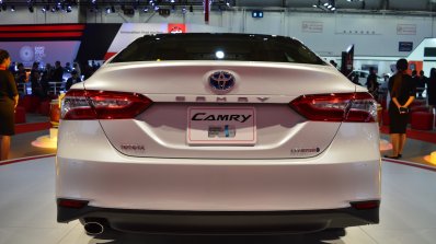 2018 Toyota Camry Hybrid rear at 2017 Dubai Motor Show