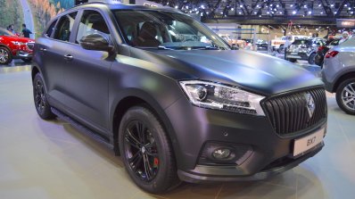 Borgward BX7 matte-black front three quarters right side at 2017 Dubai Motor Show