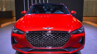 Genesis G70 with Sport Package front at 2017 Dubai Motor Show