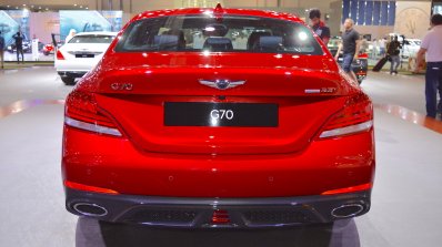 Genesis G70 with Sport Package rear at 2017 Dubai Motor Show