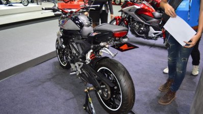 Honda CB150R ExMotion HRC edition rear left quarter at 2017 Thai Motor Expo