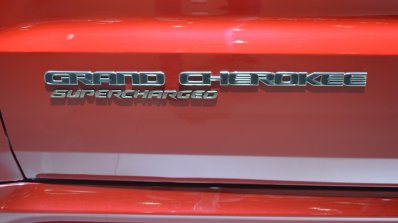 Jeep Grand Cherokee Trackhawk Supercharged badge at 2017 Dubai Motor Show