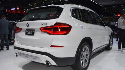 2018 BMW X3 rear three quarters right side at 2017 Thai Motor Expo