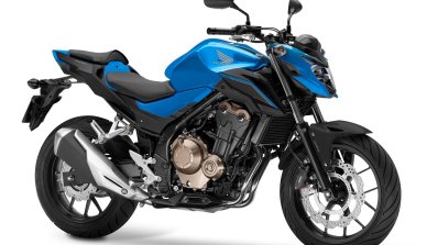 2018 Honda CB500F Blue press front right quarter