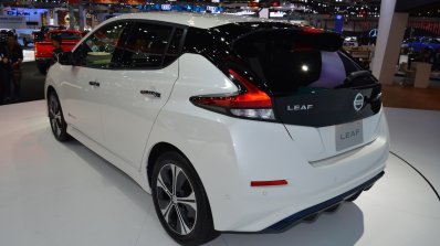 2018 Nissan Leaf rear three quarters left side at 2017 Thai Motor Expo