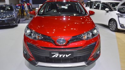 Accessorised Toyota Yaris Ativ front at 2017 Thai Motor Expo