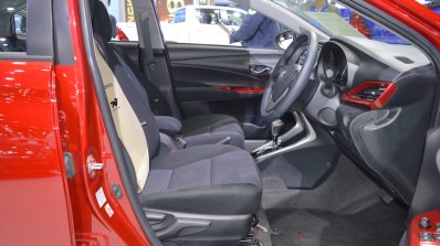 Accessorised Toyota Yaris Ativ front seats at 2017 Thai Motor Expo