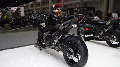 Kawasaki Ninja 400 Black rear left quarter at 2017 Thai Motor Expo